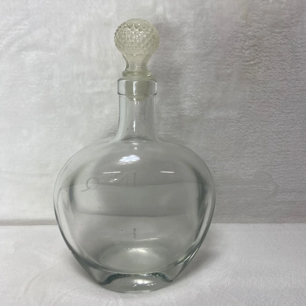 JNSQ Rose Cru‎ Clear Glass Decanter Bottle Round Base with Textured Stopper
